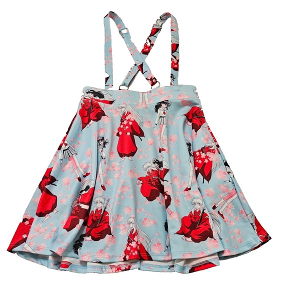 Hot Topic Women's Sz S Inuyasha Sakura Anime Suspender Funky Edgy Mini Skirt - Picture 2 of 10
